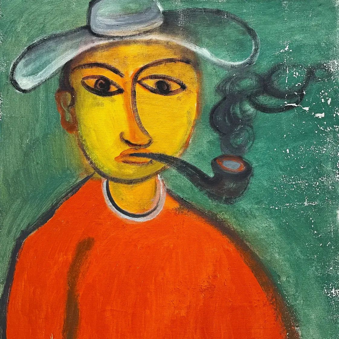 Геннадий Устюгов -- Человек курит трубку мира, 2003 (холст, масло)