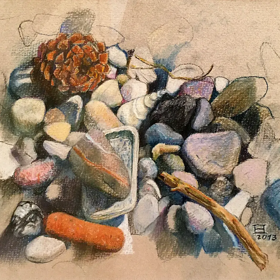 Елена Прудникова — Камушки, 2013 (бумага, пастель)