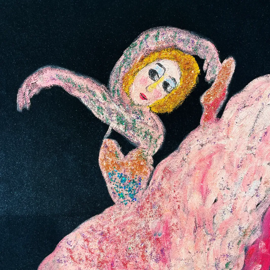 Катя Медведева — Джулия, фрагмент, 2003 (холст, масло, блестки)