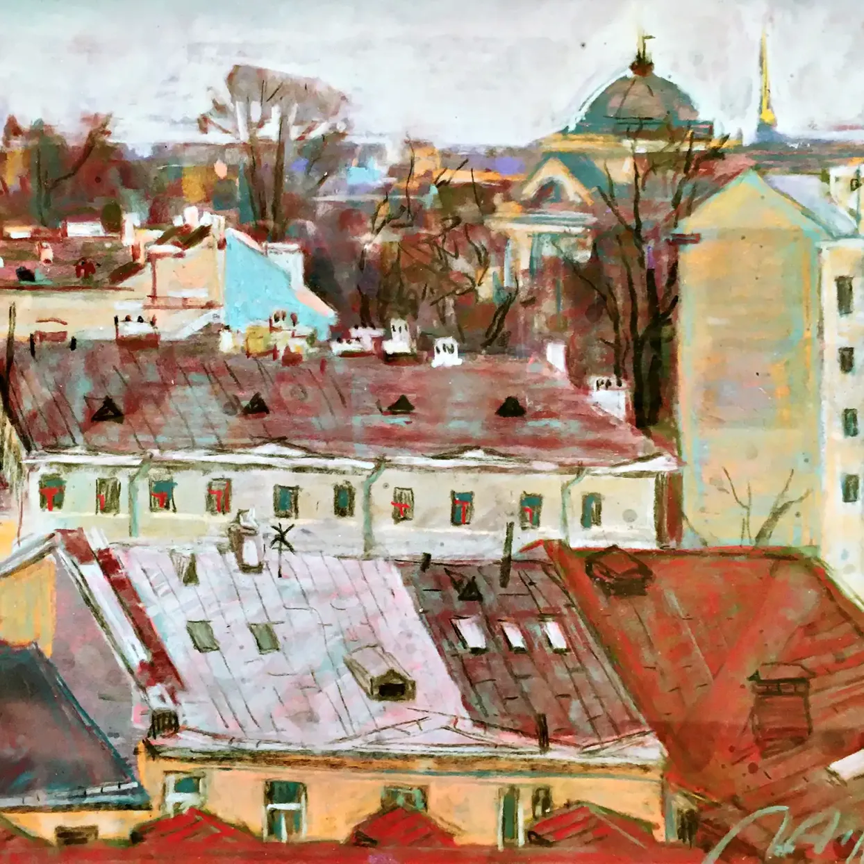 Анна Лапыгина — Петербург. Крыши Васильевского, 2011 (бумага, пастель)
