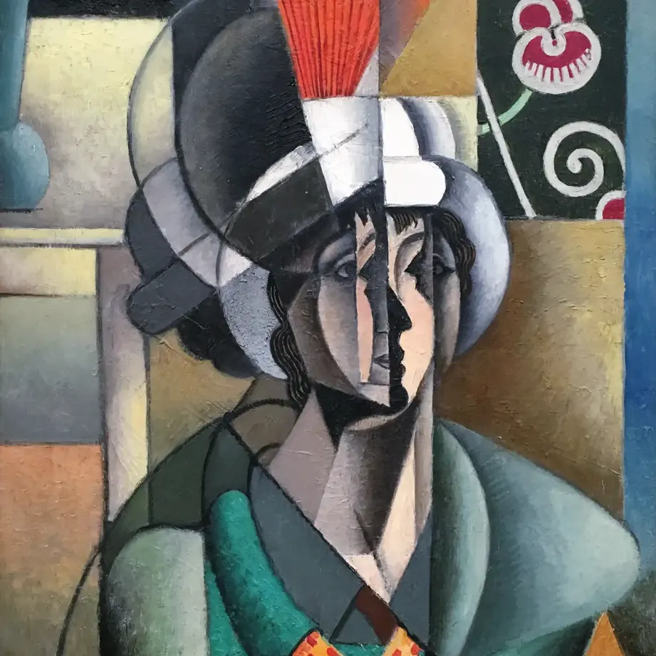 Жан Меценже — Женщина с веером, 1913 (холст, масло)