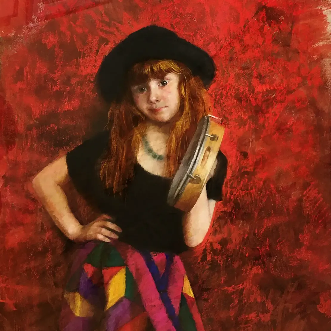 Наталья Милашевич — Алена с бубном, 2019 (бумага, пастель)