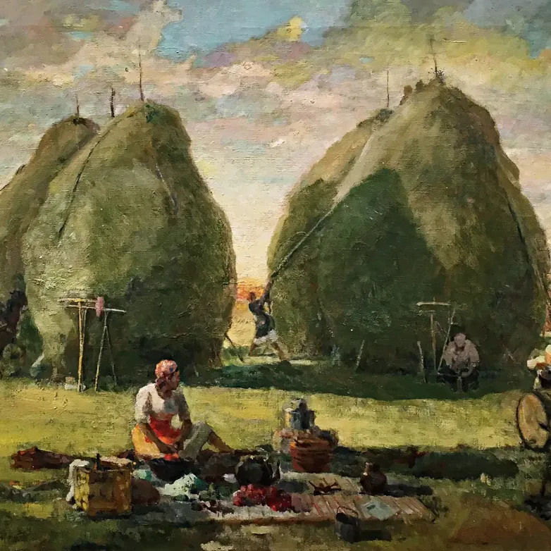 Николай Ионин — Сенокос. Обед. 1947(холст, масло)
