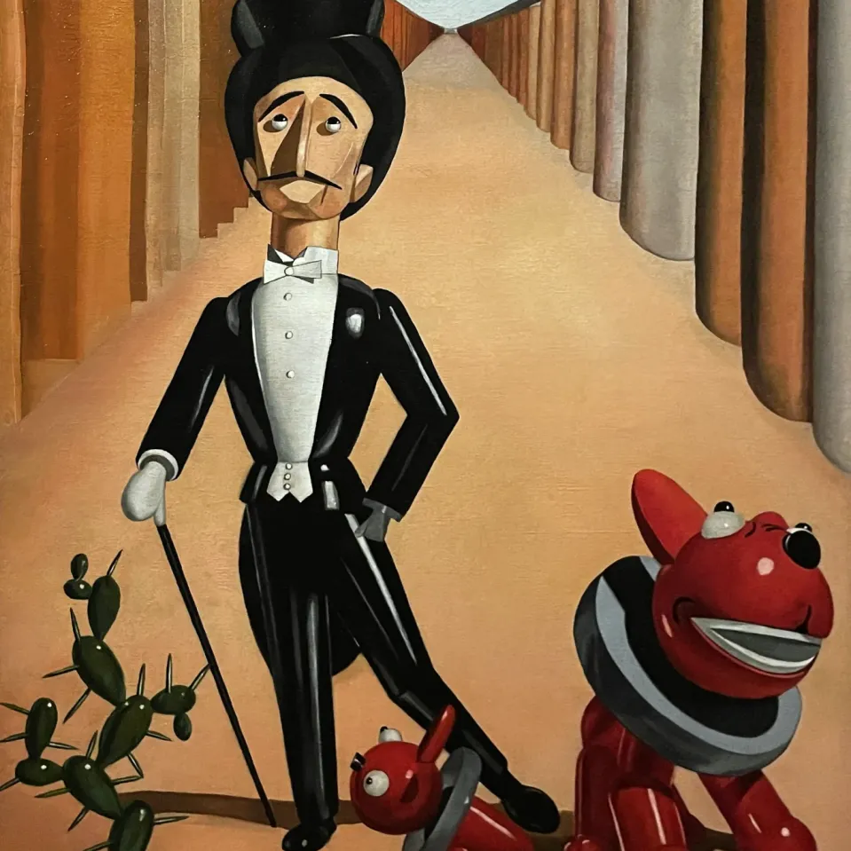 Альфред Хавел — Менжу выходит на прогулку, 1930 (Тушь и цветные карандаши на бумаге)