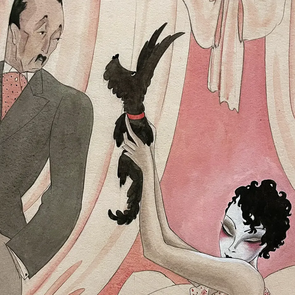 Додо — Любовный треугольник, 1929 (Гуашь и карандаш на картоне)