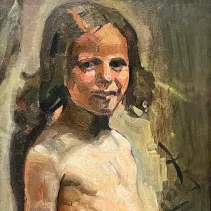 Оскар Кокошка — Обнаженная девочка, 1905 (холст, масло)