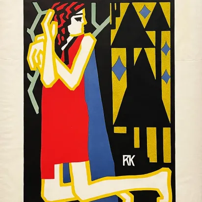 Оскар Кокошка — Афиша для художественной выставки в Вене, 1908 (цветная литография на бумаге)