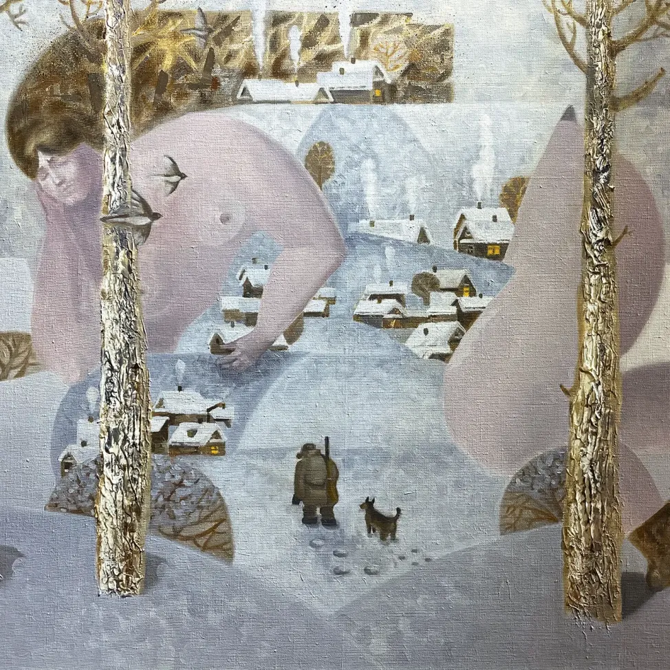 Юлия Шадрина — Зимушка. Диптих. Утро в Чусовом, 2023 (холст, масло)